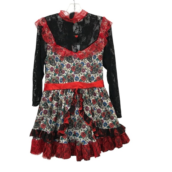 Day of the Dead Costume Sugar Skull Dress Spirit Halloween Womens Large - Picture 1 of 4